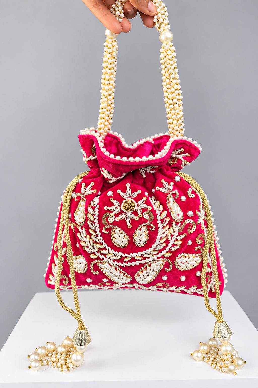 Women Fancy Light Pink Evening Potali Bag by Rang & Rani