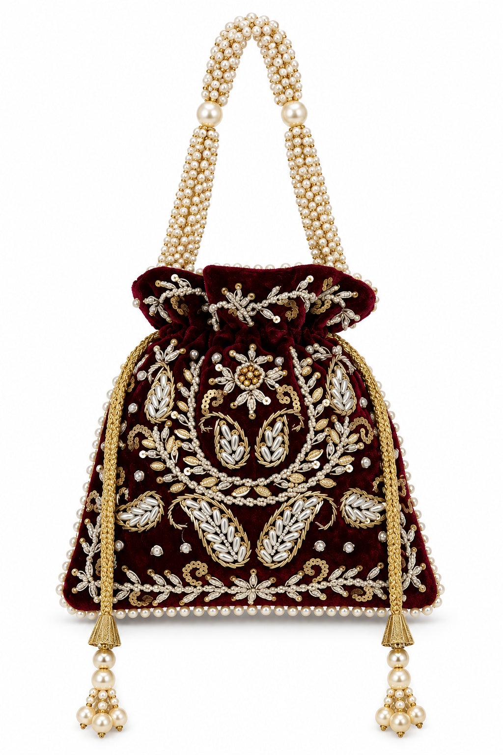 Women Fancy Wine Evening Potali Bag by Rang & Rani