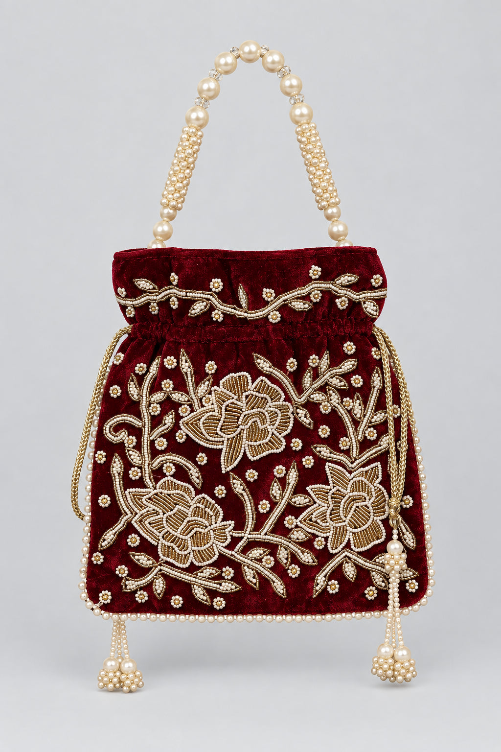 Women Maroon evening bag, Potali bag by Rang & Rani