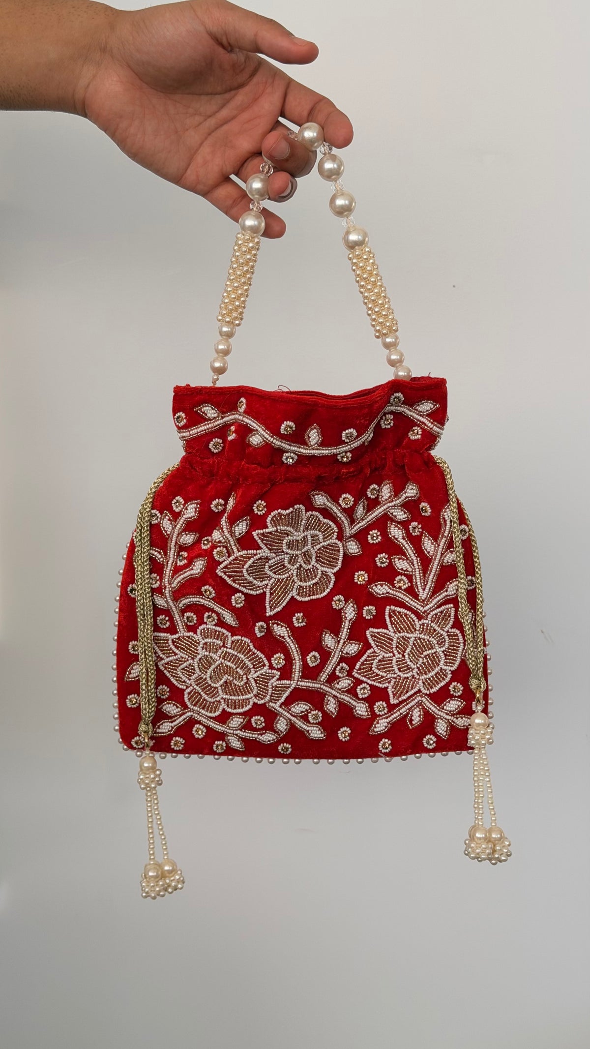 Women Red  evening bag, Potali bag by Rang & Rani