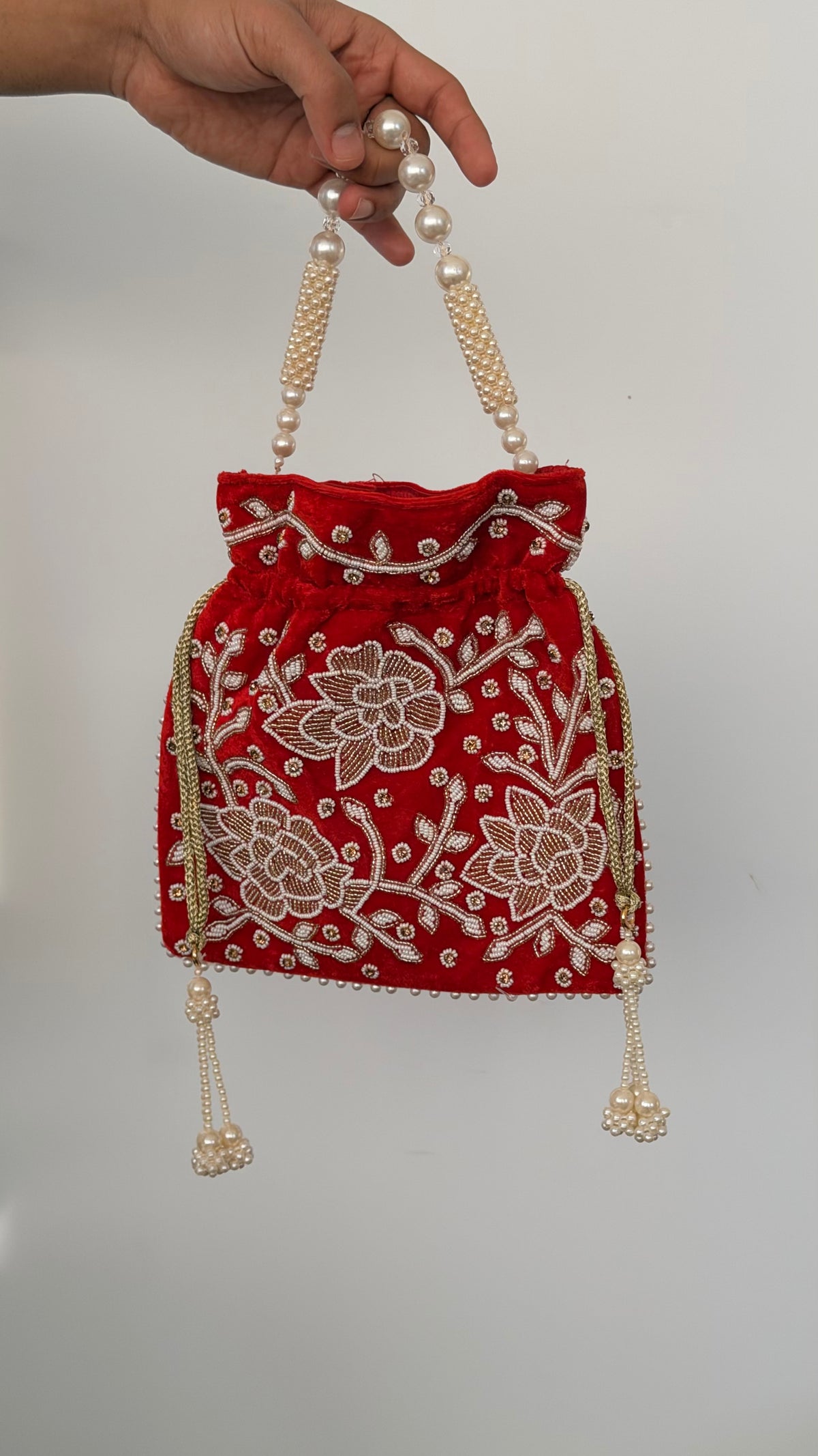 Women Red  evening bag, Potali bag by Rang & Rani