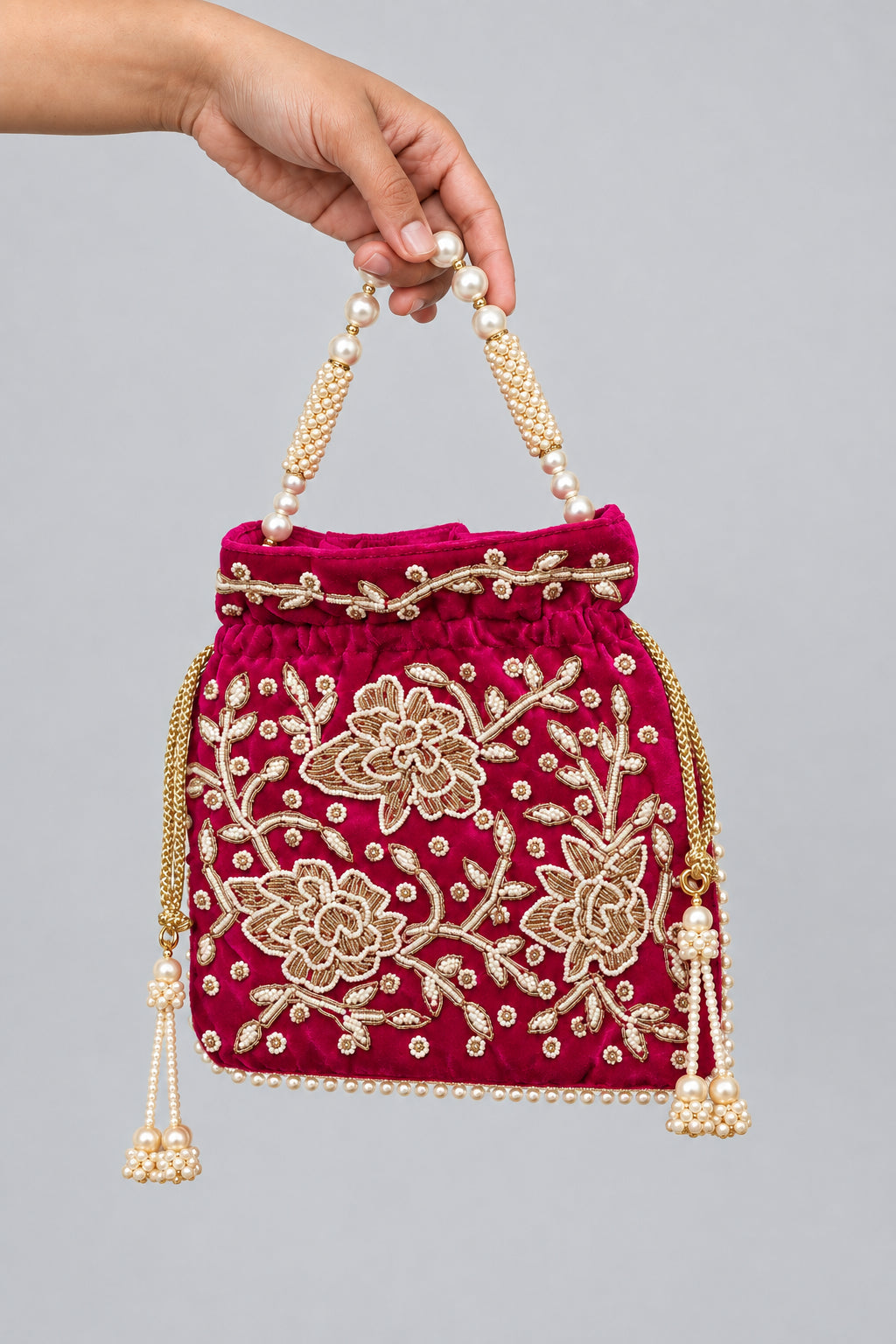 Women Pink evening bag, Potali bag by Rang & Rani