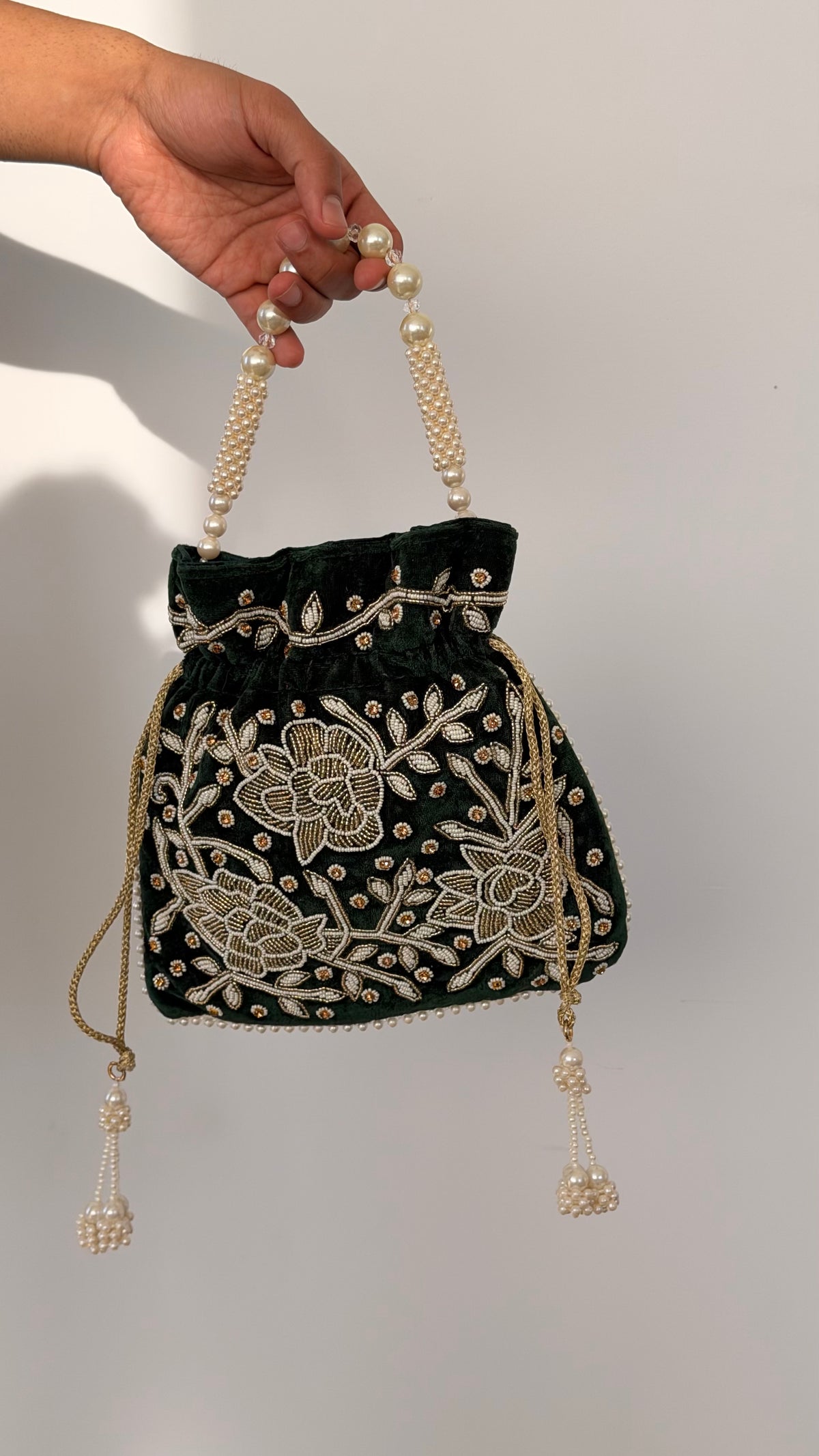 Women Emerald evening bag, Potali bag by Rang & Rani