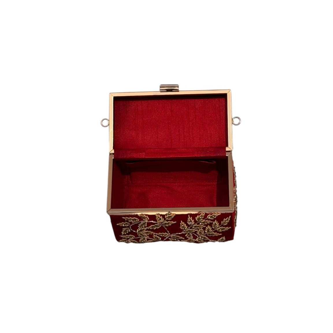 Red Velvet Zardozi Baksa Clutch