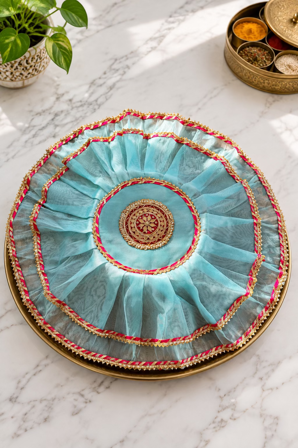 Indian Thali Cover|Home decor|Pooja Essentials by Rang & Rani