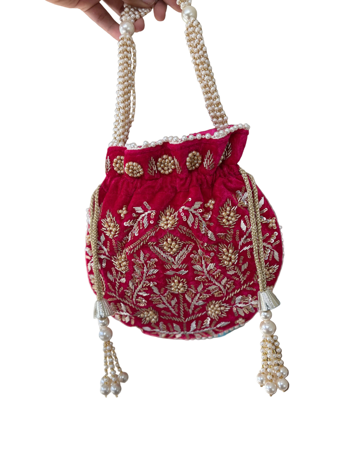 Pink Cut Dana Potali Bag by Rang & Rani