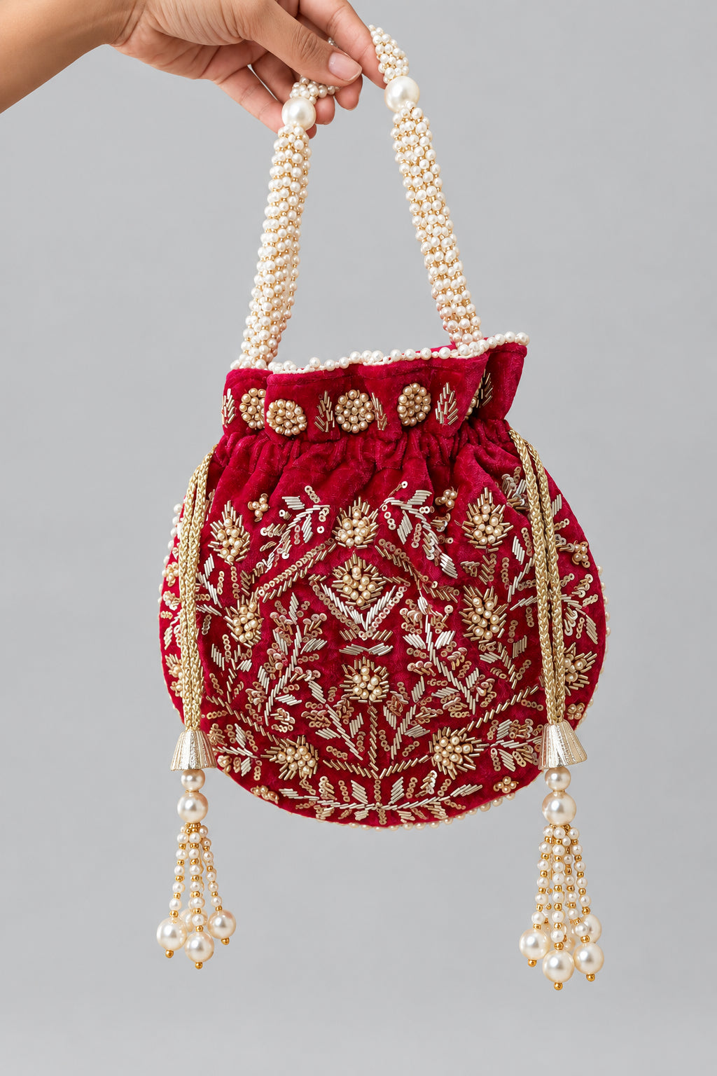 Pink Cut Dana Potali Bag by Rang & Rani