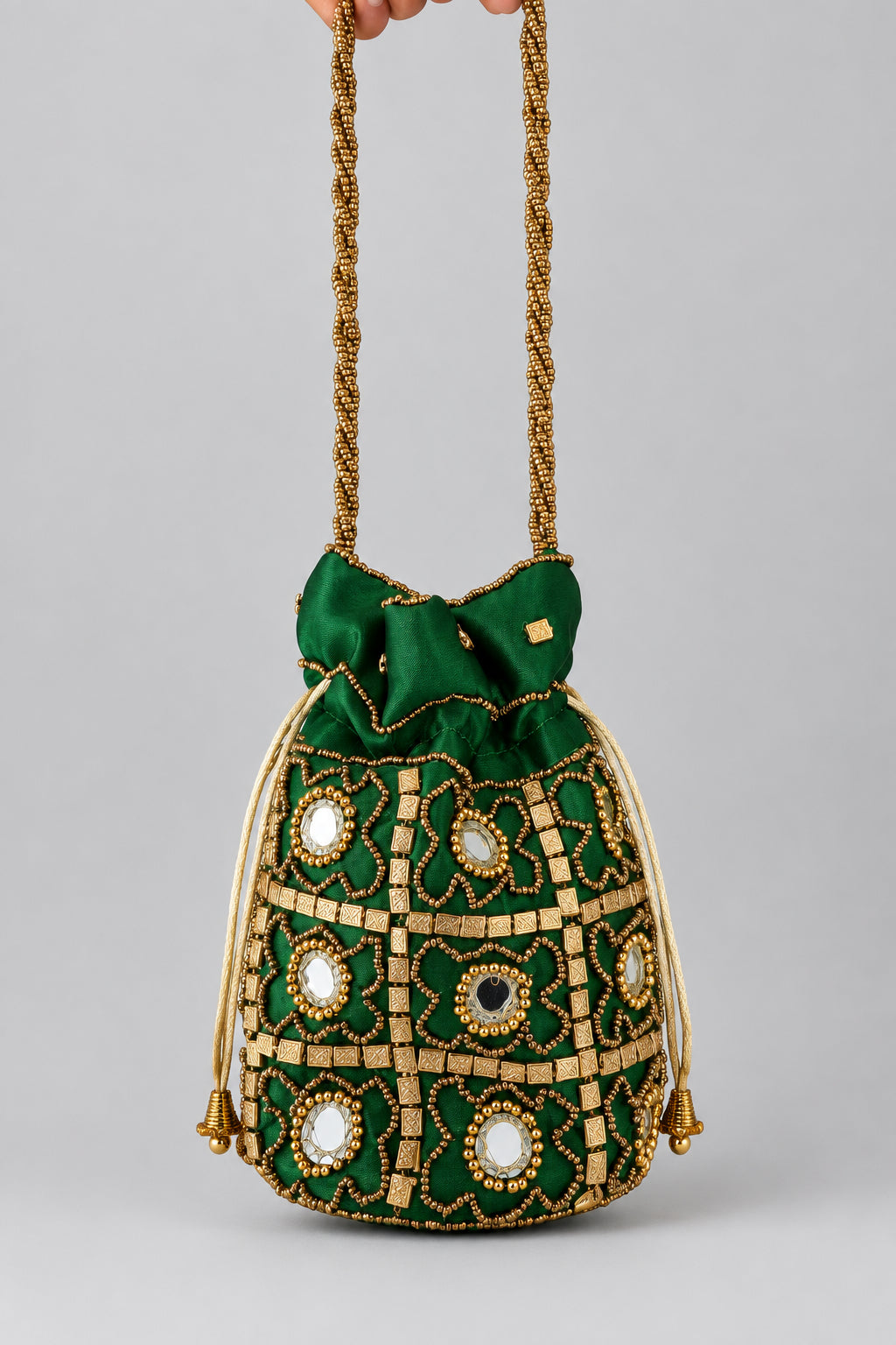 Emerald Mirror Work Potali by Rang & Rani