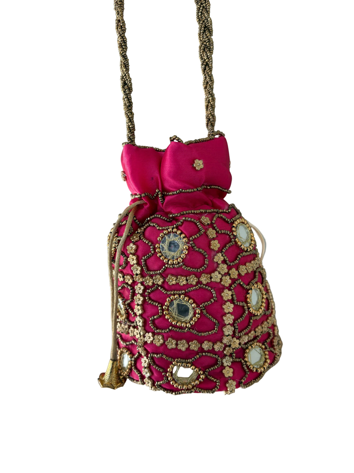 Pink Mirror Work Potali by Rang & Rani