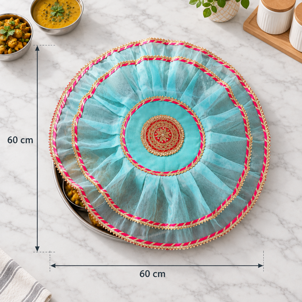 Thali cover with 60 cm length and width dimensions
